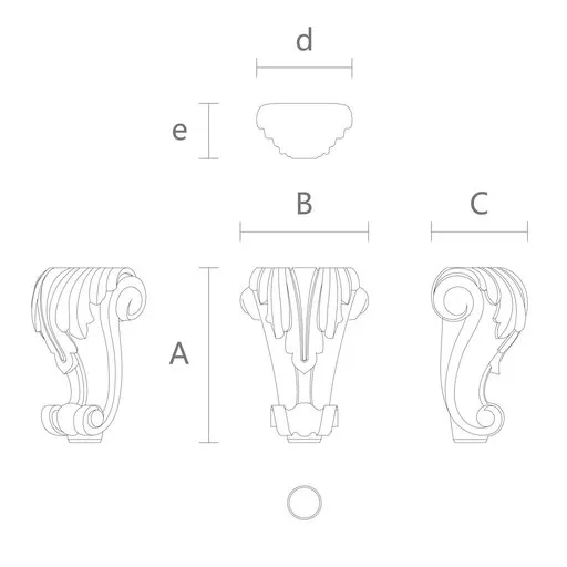 Furniture legs wooden acanthus leaf Flemish scroll